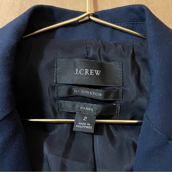 J. Crew | NWOT Parke Blazer in Bi-Stretch Cotton Classic Navy Size 2 - Picture 3 of 16